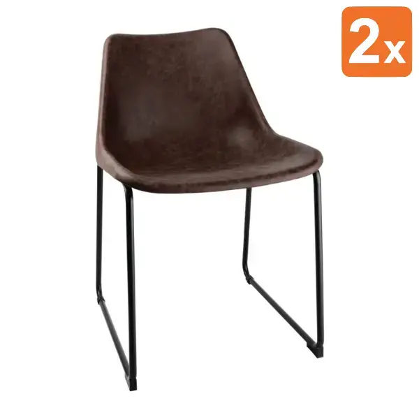 Stoelen | RODEO | Kunstleer/Staal | Mokka | Zwarte Poten | Indoor | 2 Stuks | 455x540x725(h)mm