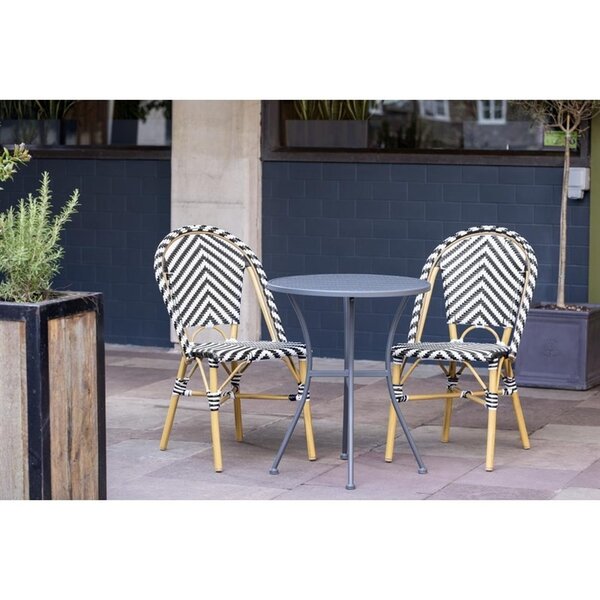 Stoelen | Rotan/Aluminium | Black | Houtlook Frame | In-/Outdoor | Stapelbaar | 2 Stuks | 564x890(h)mm