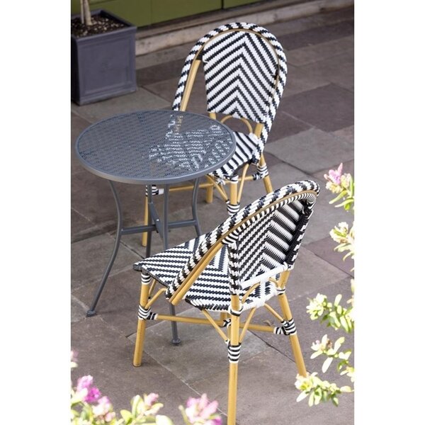 Stoelen | Rotan/Aluminium | Black | Houtlook Frame | In-/Outdoor | Stapelbaar | 2 Stuks | 564x890(h)mm