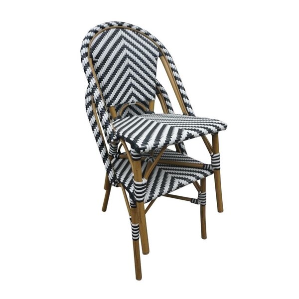 Stoelen | Rotan/Aluminium | Black | Houtlook Frame | In-/Outdoor | Stapelbaar | 2 Stuks | 564x890(h)mm