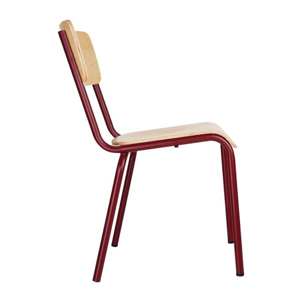 Stoelen | CANTINA | Hout/Staal |  Hout (Essen) | Rood Frame | Indoor | Stapelbaar | 4 Stuks | 480x580x830(h)mm
