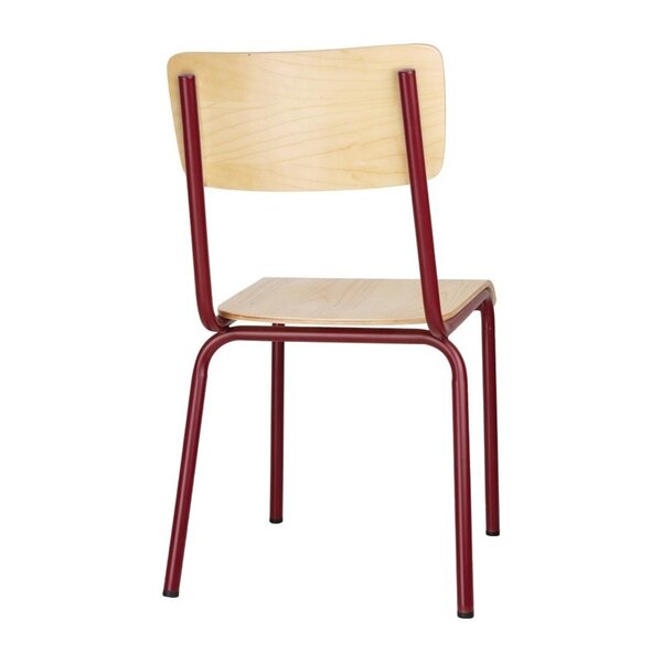 Stoelen | CANTINA | Hout/Staal |  Hout (Essen) | Rood Frame | Indoor | Stapelbaar | 4 Stuks | 480x580x830(h)mm