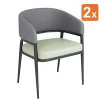 Bolero Stoelen | MERIDIAN | Stof/Staal | Pistache | Zwart Frame | Indoor | 2 Stuks | 550x570x773(h)mm