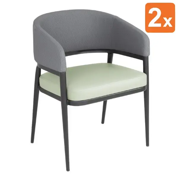 Stoelen | MERIDIAN | Stof/Staal | Pistache | Zwart Frame | Indoor | 2 Stuks | 550x570x773(h)mm