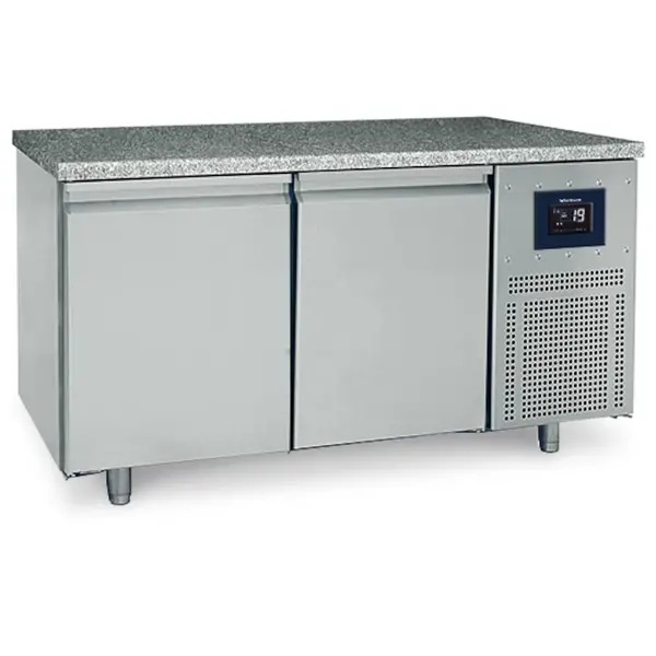 Bakkerij Vrieswerkbank | 380L | 2 Deuren (EN600x400) | -10°C/-20°C | Statisch + Ventilator | WiFi | Natuurstenen Werkblad | 1550x800x850(h)mm