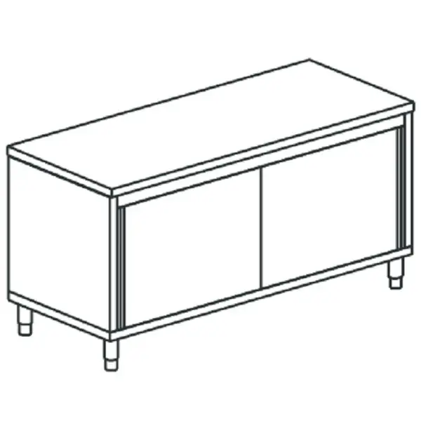 Werkbank | RVS | Schuifdeuren | Diepte 800 | Hoogte 850 | Breedte 900-2000