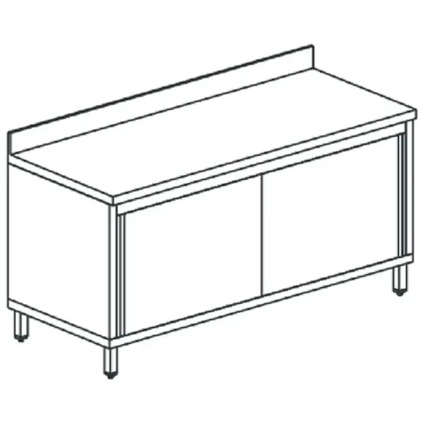 Werkbank | RVS | Schuifdeuren | Diepte 800 | Hoogte 850 | Breedte 900-2000 | Achteropstand