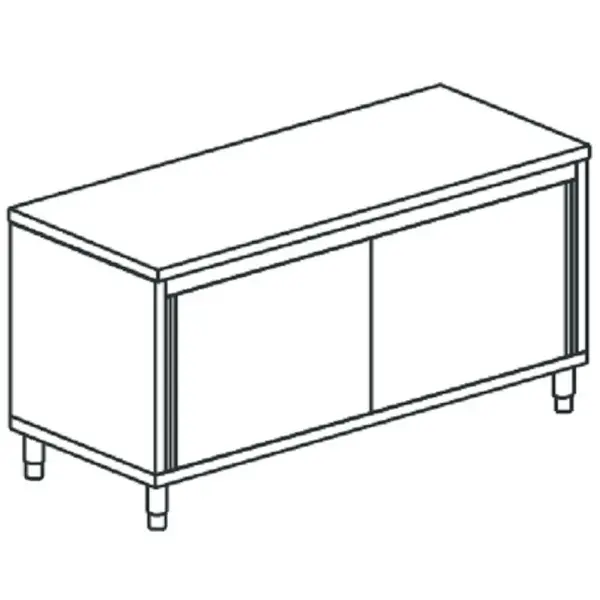 Werkbank | RVS | Schuifdeuren | Diepte 700 | Hoogte 850 | Breedte 900-2000