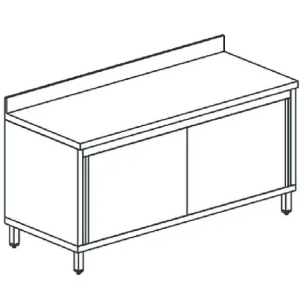 Werkbank | RVS | Schuifdeuren | Diepte 700 | Hoogte 850 | Breedte 900-2000 | Achteropstand
