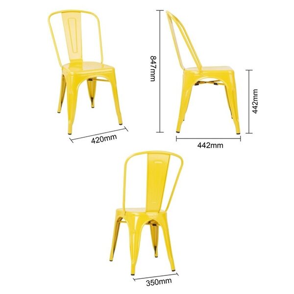 Stoelen | BISTRO | Staal | Yellow | In-/Outdoor | Stapelbaar | 4 Stuks | 425x510x850(h)mm