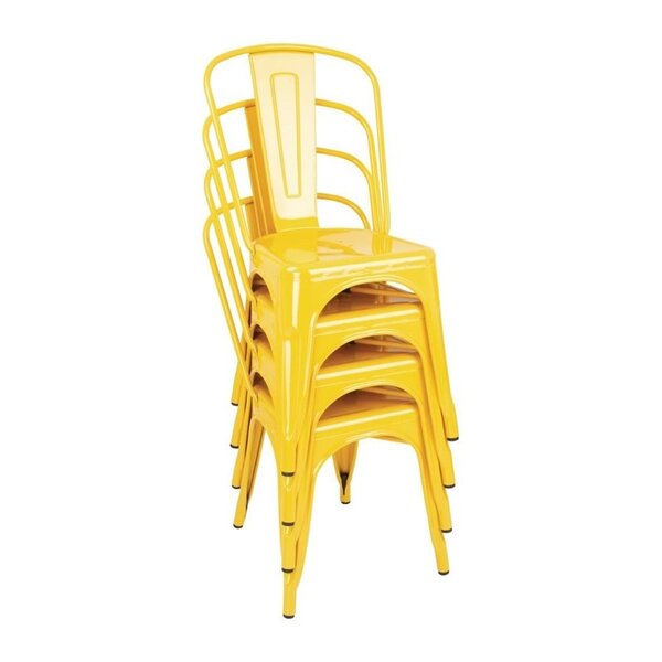 Stoelen | BISTRO | Staal | Yellow | In-/Outdoor | Stapelbaar | 4 Stuks | 425x510x850(h)mm