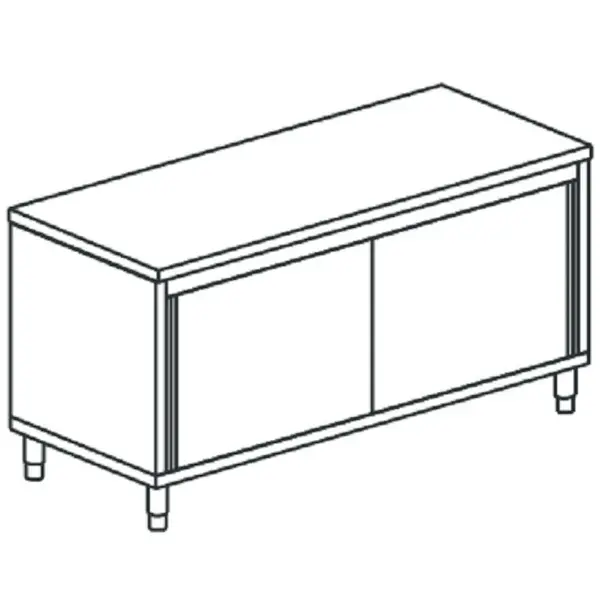 Werkbank | RVS | Schuifdeuren | Diepte 600 | Hoogte 850 | Breedte 900-2000