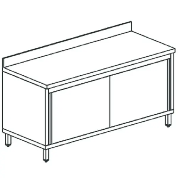 Werkbank | RVS | Schuifdeuren | Diepte 600 | Hoogte 850 | Breedte 900-2000 | Achteropstand