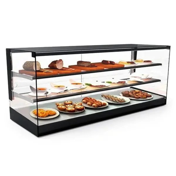 Neutrale Vitrine | LOGIC | Zwart | 3 Niveaus | 1190x395x460(h)mm