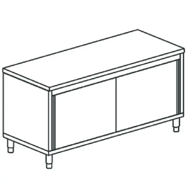 Werkbank | RVS | Schuifdeuren | Diepte 500 | Hoogte 850 | Breedte 900-2000