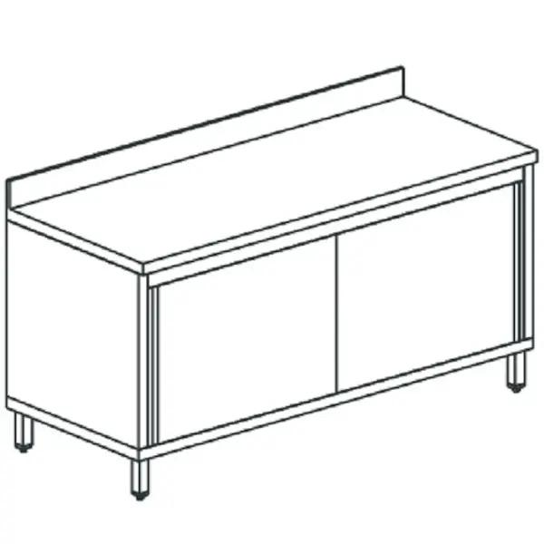Werkbank | RVS | Schuifdeuren | Diepte 500 | Hoogte 850 | Breedte 900-2000 | Achteropstand