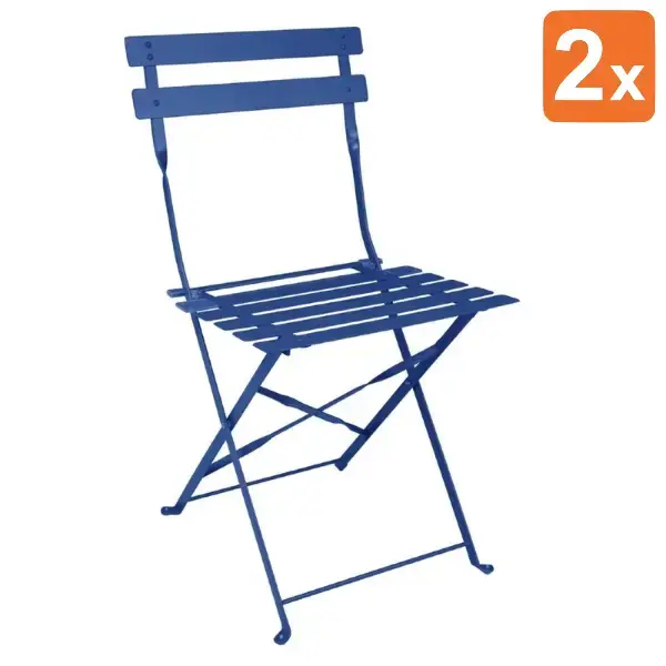 Opklapbare Stoelen | PERTH | Staal | Marine Blue | In-/Outdoor | 2 Stuks | 387x471x800(h)mm