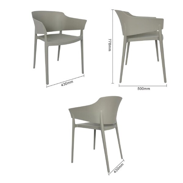 Stoelen | LORENZO | Kunststof | Grey | In-/Outdoor | Stapelbaar | 2 Stuks | 530x500x775(h)mm
