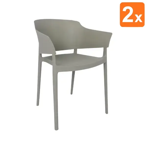 Stoelen | LORENZO | Kunststof | Grey | In-/Outdoor | Stapelbaar | 2 Stuks | 530x500x775(h)mm