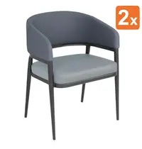 Bolero Stoelen | MERIDIAN | Stof/Staal | Greystone Blue | Zwart Frame | Indoor | 2 Stuks | 550x570x773(h)mm