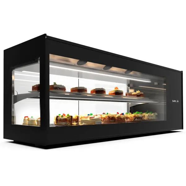 Tapasvitrine | LOGIC+ | Zwart | 6x 1/3 GN | +2°C/+6°C | Geforceerd | 2 Niveaus | 1320x380x460(h)mm
