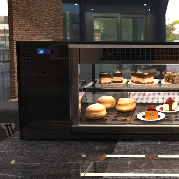 Tapasvitrine | LOGIC+ | Zwart | +2°C/+6°C | Geforceerd | 2 Niveaus | 1320x380x460(h)mm
