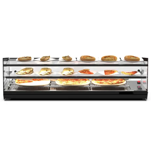 Verwarmde Tapasvitrine | KUBE | Zwart | 60°C/70°C | Statisch | 2 Niveaus | 1.04kW (230V) | 1190x395x360(h)mm