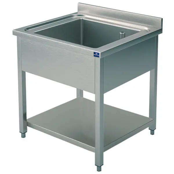 Spoeltafel | RVS | 1 Spoelbak | Bodemschap | Achteropstand | Zelfmontage | 700x600x850(h)mm