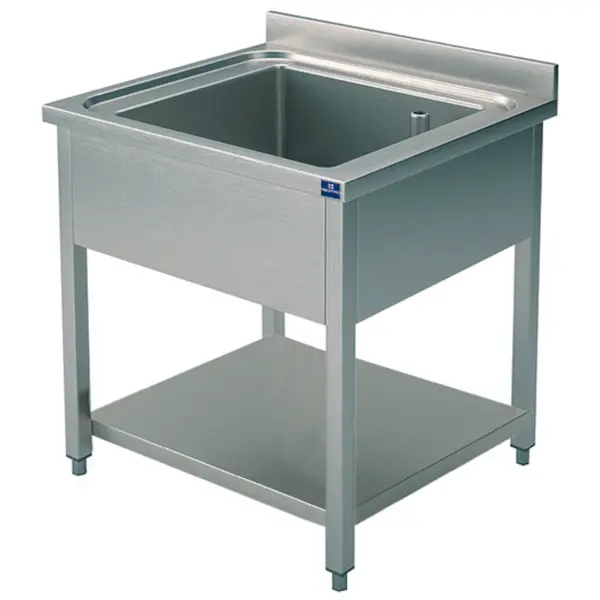 Spoeltafel | RVS | 1 Spoelbak | Bodemschap | Achteropstand | Zelfmontage | 800x600x850(h)mm