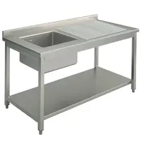Mastro Spoeltafel | RVS | 1 Spoelbak (Links) + Afdruipvlak | Bodemschap | Achteropstand | Zelfmontage | 1100x600x850/950(h)mm