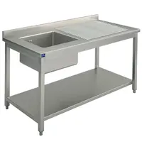 Mastro Spoeltafel | RVS | 1 Spoelbak (Links) + Afdruipvlak | Bodemschap | Achteropstand | Zelfmontage | 1300x600x850/950(h)mm