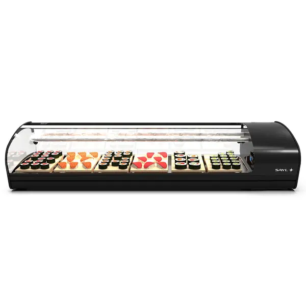 Sushivitrine | SHARK | Zwart | +2°C/+6°C | Statisch | 1 Niveau | 1320x395x270(h)mm