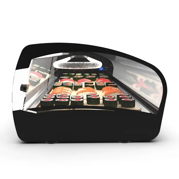 Sushivitrine | SHARK | Zwart | 8x 1/3 GN | +2°C/+6°C | Statisch | 1 Niveau | 1680x395x270(h)mm