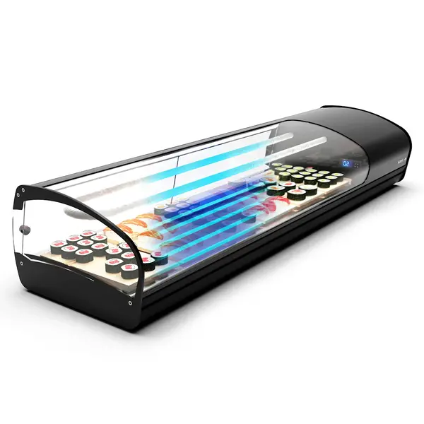 Sushivitrine | SHARK | Zwart | 8x 1/3 GN | +2°C/+6°C | Statisch | 1 Niveau | 1680x395x270(h)mm