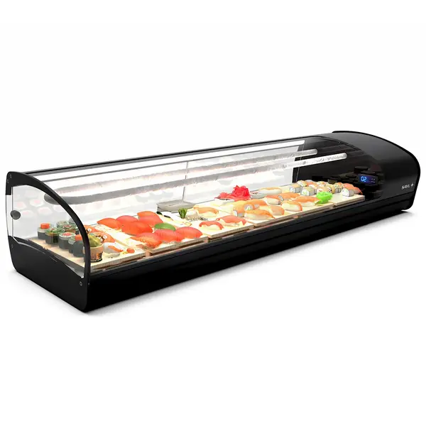 Sushivitrine | SHARK | Zwart | 8x 1/3 GN | +2°C/+6°C | Statisch | 1 Niveau | 1680x395x270(h)mm