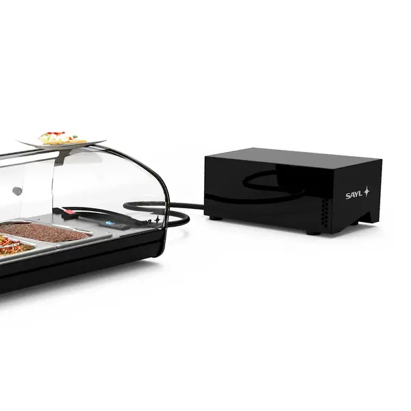 Tapasvitrine | SHARK | Zwart | 4x 1/3 GN | +2°C/+6°C | Statisch | 1 Niveau | Losse Koelunit (Inbouw) | 840x395x270(h)mm