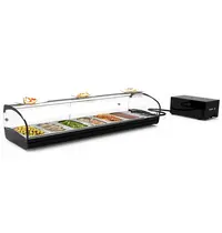 SAYL Tapasvitrine | SHARK | Zwart | 4x 1/3 GN | +2°C/+6°C | Statisch | 1 Niveau | Losse Koelunit (Inbouw) | 840x395x270(h)mm 