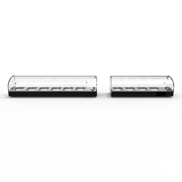 Verwarmde Tapasvitrine | SHARK | Zwart | 4x 1/3 GN | ≤80°C | Bain-Marie | 1 Niveau | 0.72kW (230V) | 840x395x270(h)mm