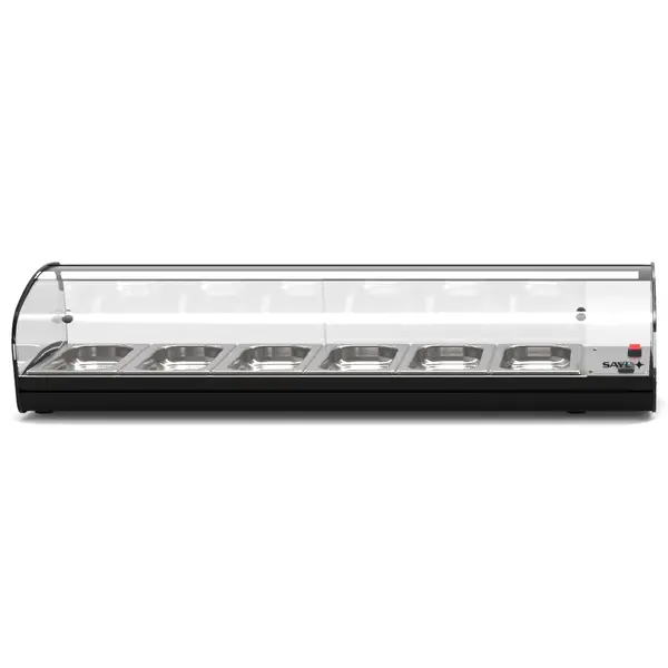 Verwarmde Tapasvitrine | SHARK | Zwart | 6x 1/3 GN | ≤80°C | Bain-Marie | 1 Niveau | 1.04kW (230V) | 1190x395x270(h)mm