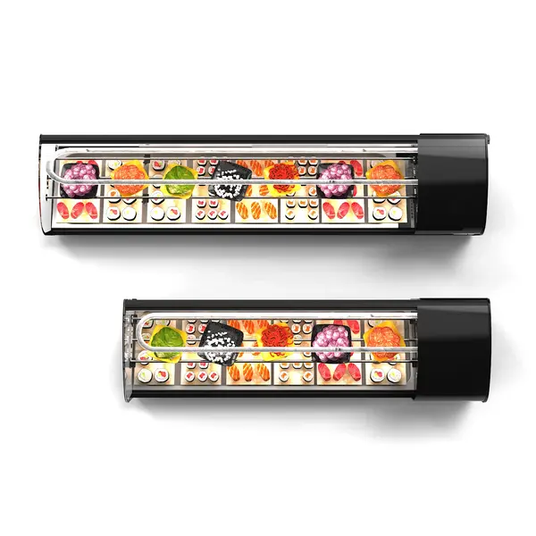 Sushivitrine | SHARK | Zwart | 6x 1/3 GN | +2°C/+12°C | Statisch | 2 Niveaus | 1320x395x340(h)mm