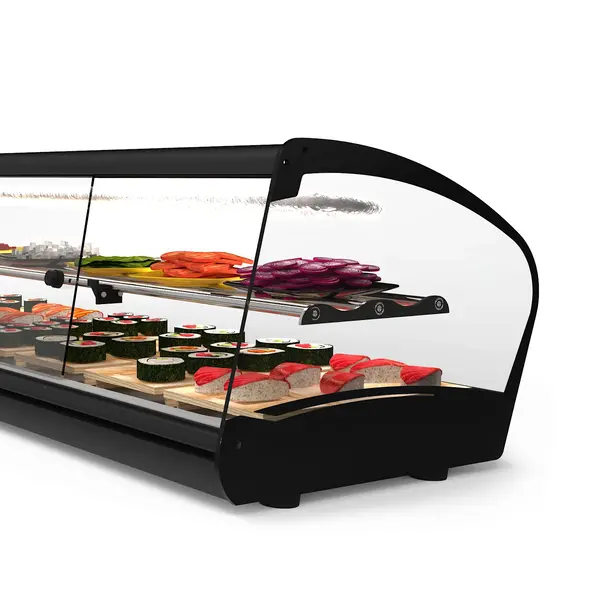 Sushivitrine | SHARK | Zwart | 6x 1/3 GN | +2°C/+12°C | Statisch | 2 Niveaus | 1320x395x340(h)mm