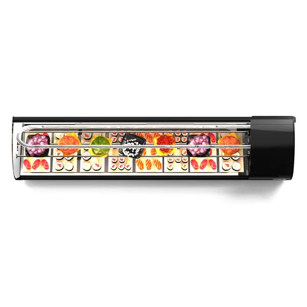 Sushivitrine | SHARK | Zwart | +2°C/+12°C | Statisch | 2 Niveaus | 1680x395x340(h)mm