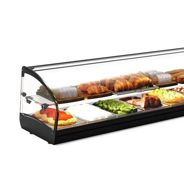 Tapasvitrine | SHARK | Zwart | 4x 1/3 GN | +2°C/+6°C | Statisch | 2 Niveaus | Losse Koelunit (Inbouw) | 840x395x340(h)mm