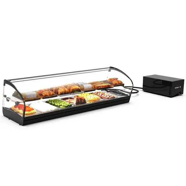 Tapasvitrine | SHARK | Zwart | +2°C/+6°C | Statisch | 2 Niveaus | Losse Koelunit (Inbouw) | 840x395x340(h)mm