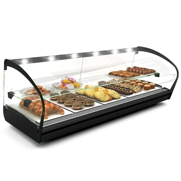 Verwarmde Tapasvitrine | SHARK | Zwart | 60°C/70°C | Statisch | 2 Niveaus | 1.04kW (230V) | 1190x395x340(h)mm