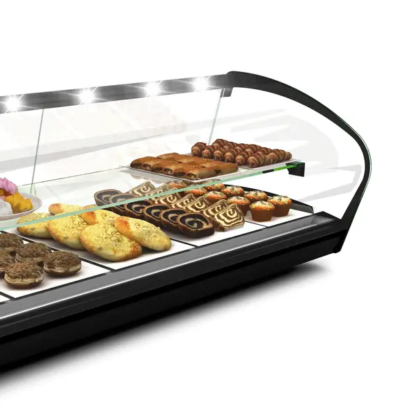 Verwarmde Tapasvitrine | SHARK | Zwart | 60°C/70°C | Statisch | 2 Niveaus | 1.04kW (230V) | 1190x395x340(h)mm