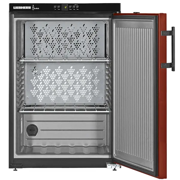 Wijnkoelkast | VINOTHEK | 66x 75cl | Zwart/Bordeauxrood | 1 Zone | +5°C/+20°C | Geforceerd | Temperatuur-/Deuralarm | 600x613x890(h)mm