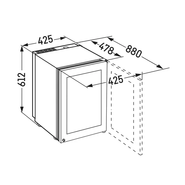 Wijnkoelkast | GRAND CRU | 12x 75cl | RVS | 1 Zone | +5°C/+20°C | Geforceerd | Temperatuur-/Deuralarm | 425x478x612(h)mm