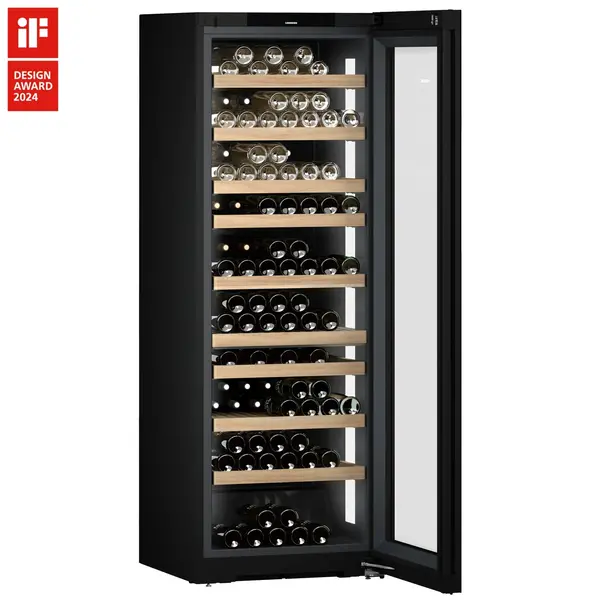 Wijnklimaatkast | VINIDOR | 204x 75cl | Zwart | 2 Zones | +5°C/+20°C | Geforceerd | Touchscreen + App | Temperatuur-/Deuralarm | Wielen | 697x764x2013(h)mm
