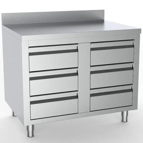 Werkbank | ESSENTIAL | RVS | Laden | Achteropstand | 1000x700x850(h)mm